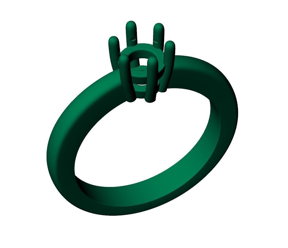 Classic business style engagment ring  6 prong  3D print model_8