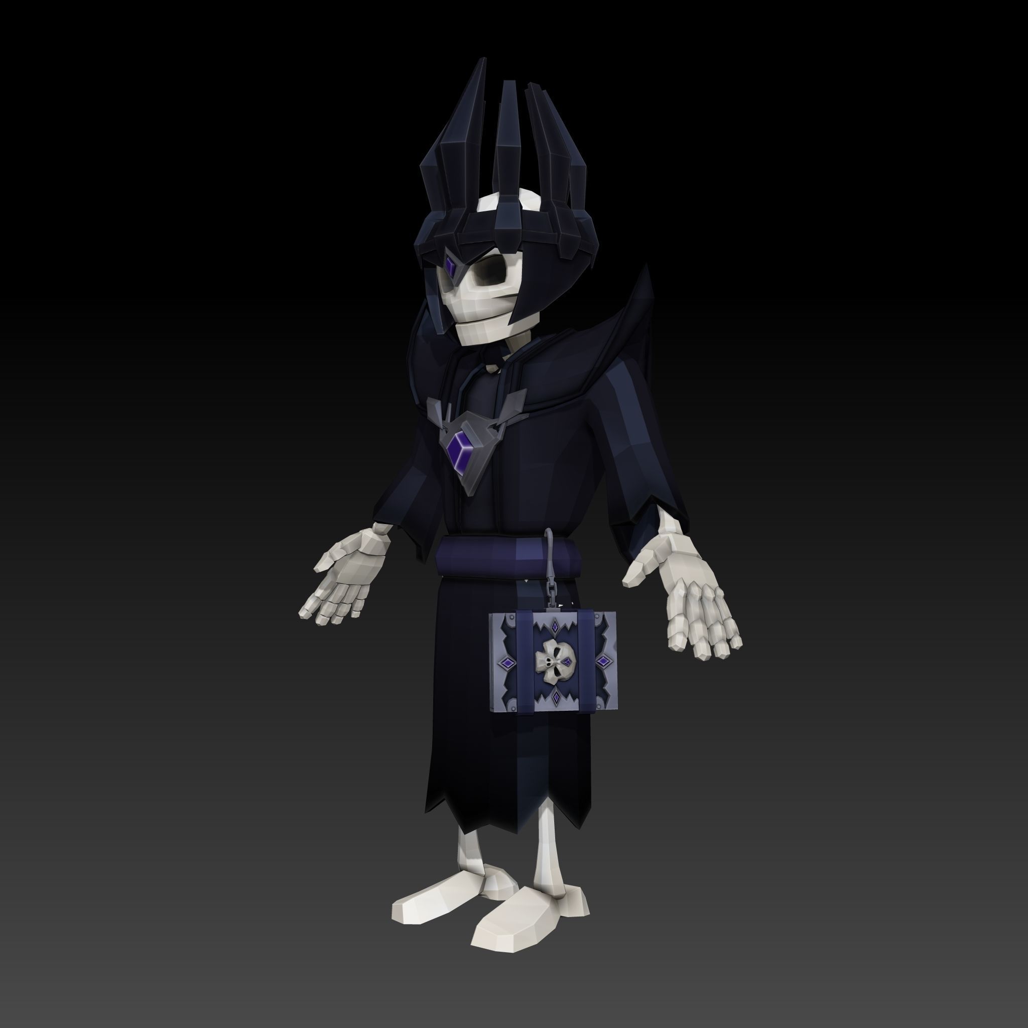 Cartoon Skeleton Necromancer - Mobile Game Ready Low-poly 3D model_22