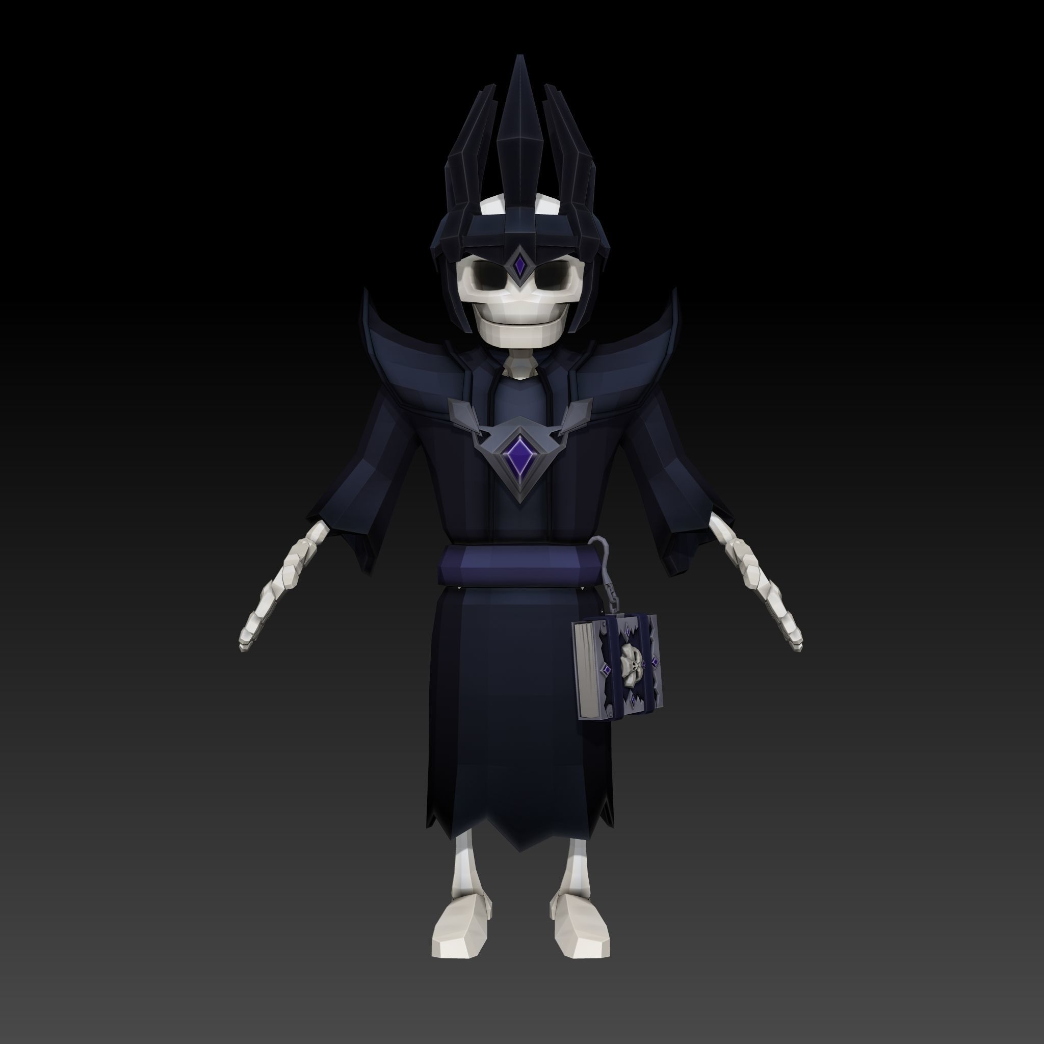 Cartoon Skeleton Necromancer - Mobile Game Ready Low-poly 3D model_17