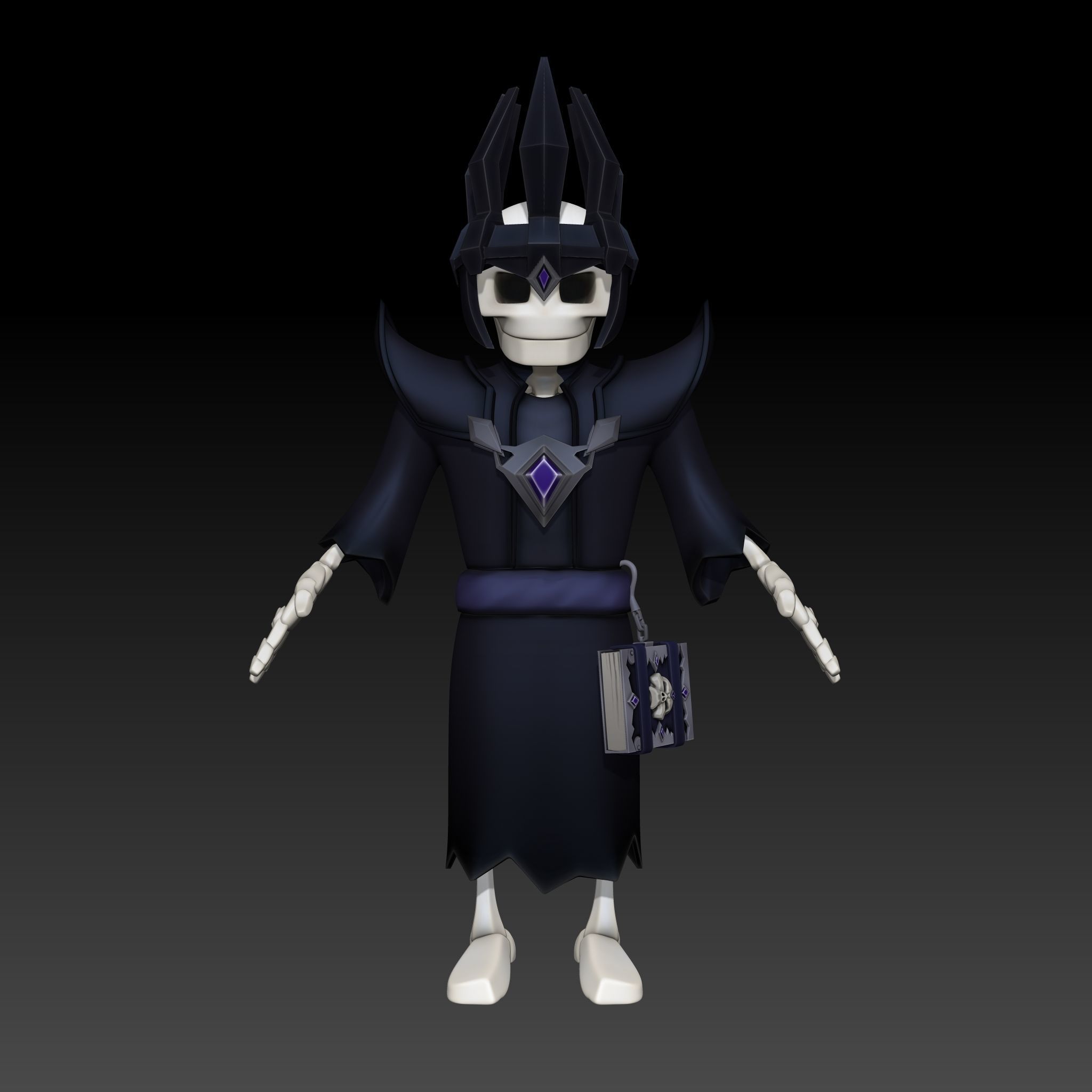 Cartoon Skeleton Necromancer - Mobile Game Ready Low-poly 3D model_19