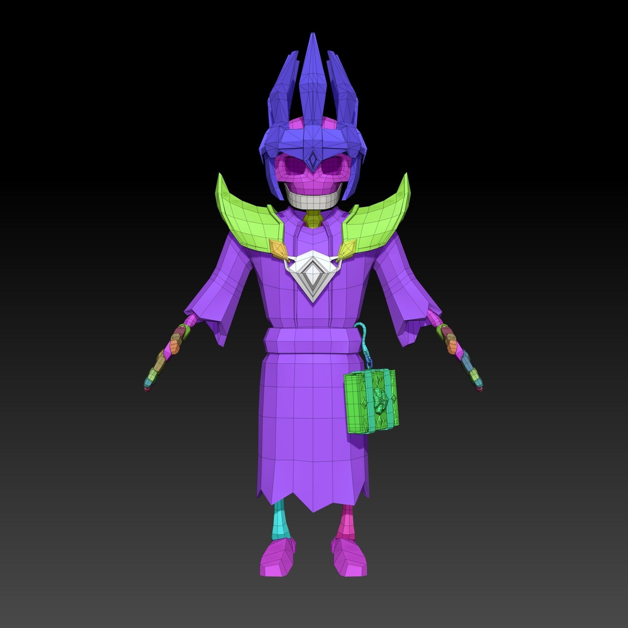 Cartoon Skeleton Necromancer - Mobile Game Ready Low-poly 3D model_23