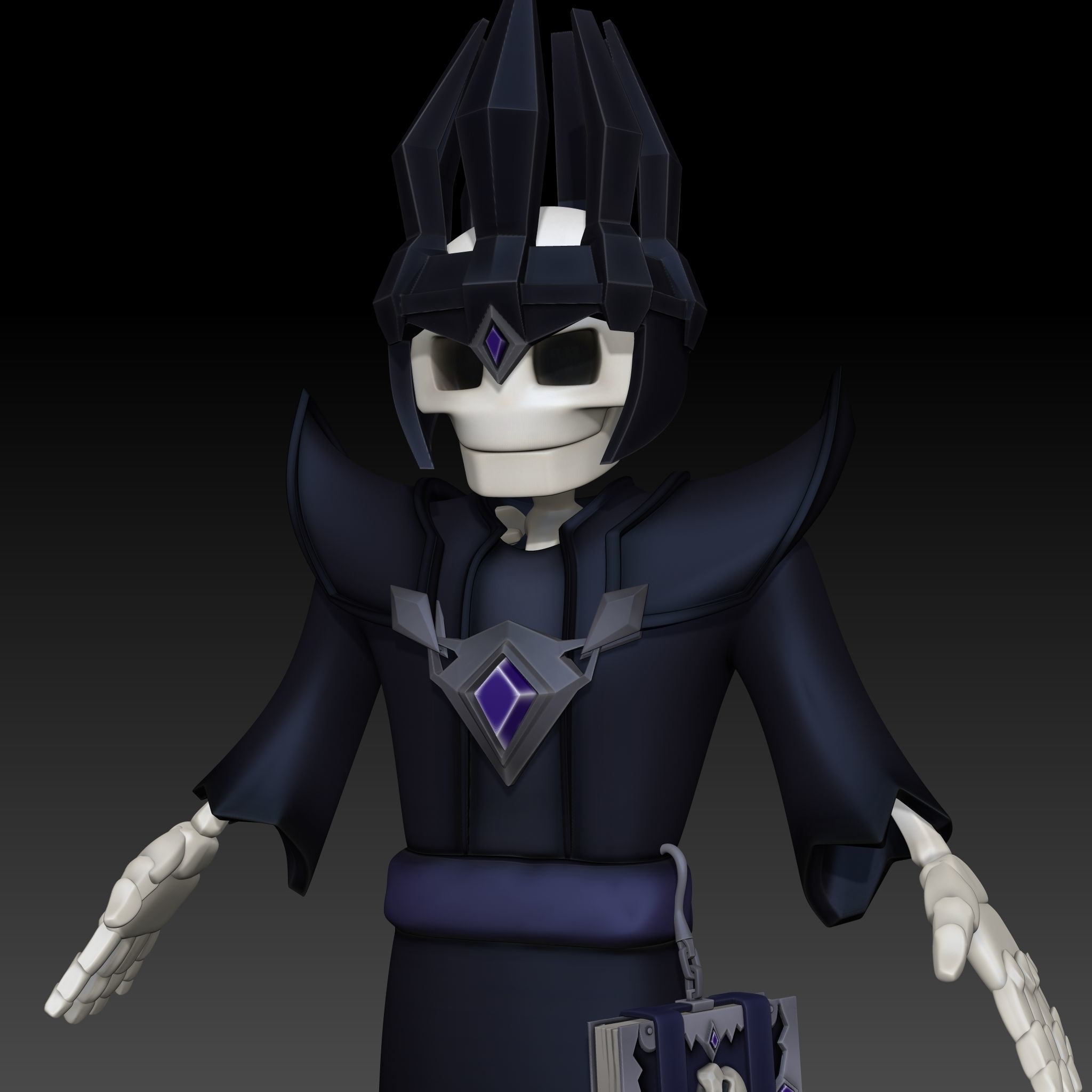 Cartoon Skeleton Necromancer - Mobile Game Ready Low-poly 3D model_25