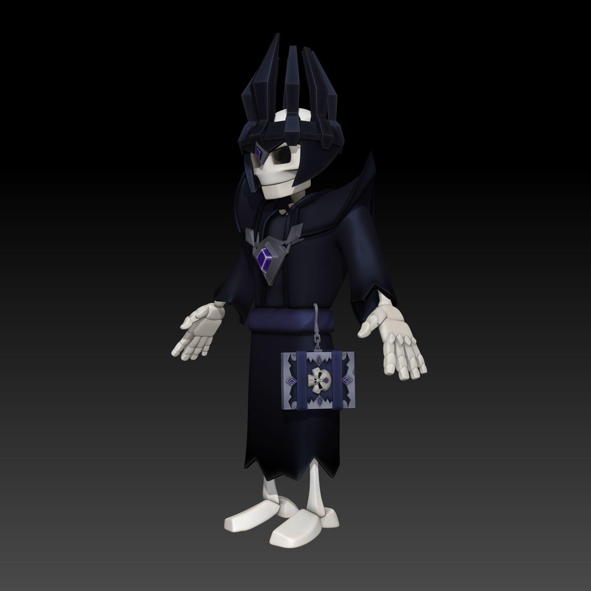 Cartoon Skeleton Necromancer - Mobile Game Ready Low-poly 3D model_18