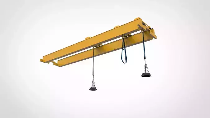 overhead crane equipped with a magnetic lifting system