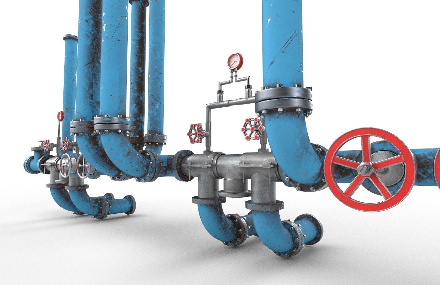 Pipeline2 pipes and valves 3D model_9
