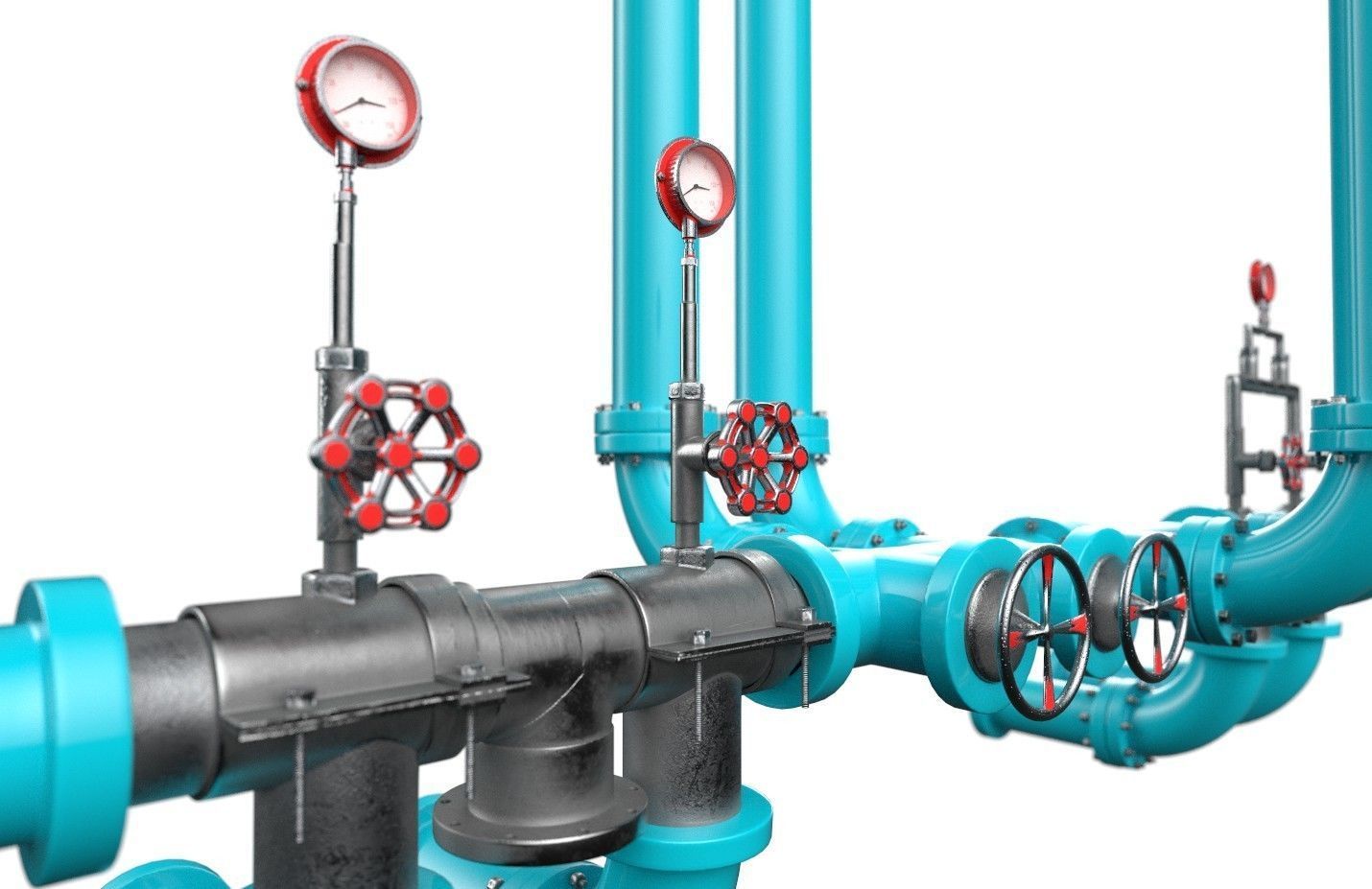 Pipeline2 pipes and valves 3D model_5