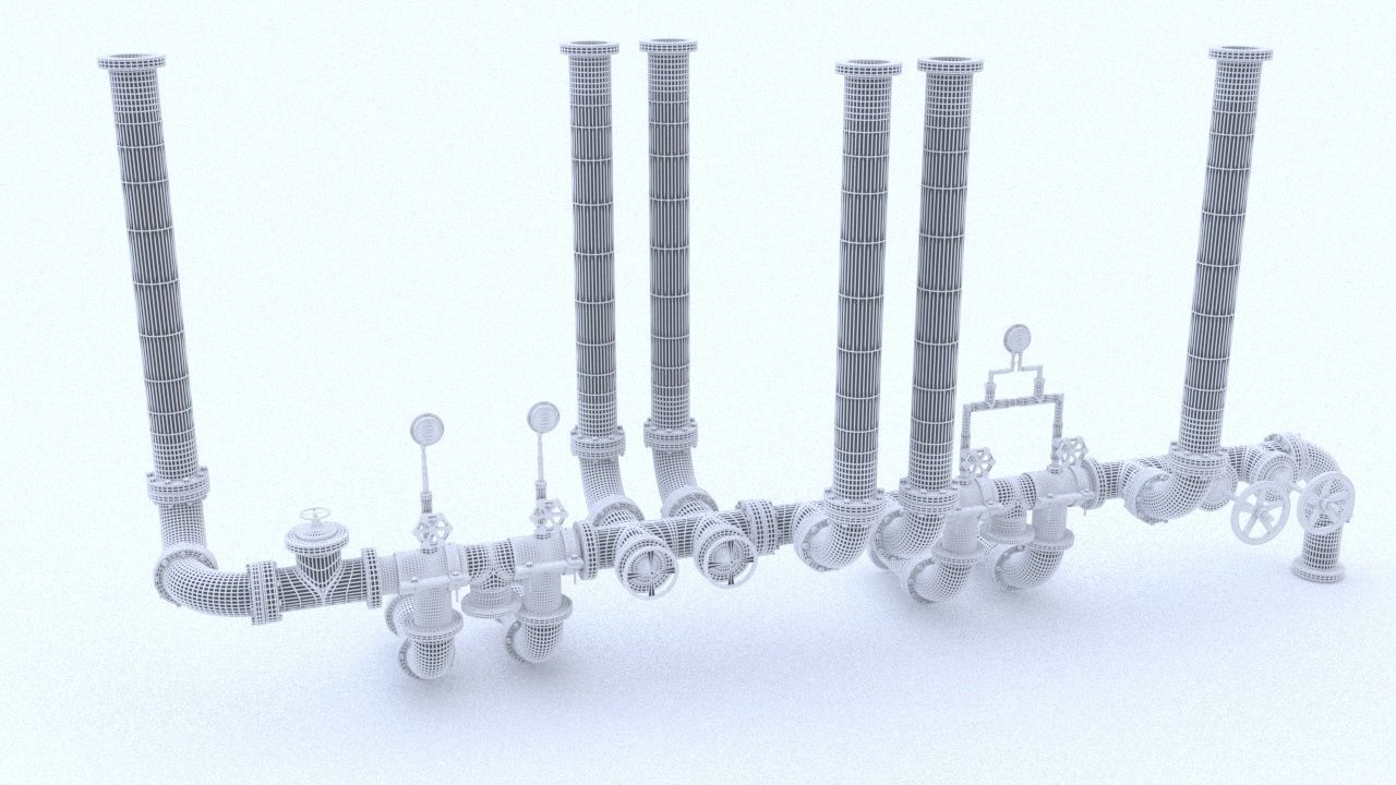 Pipeline2 pipes and valves 3D model_2