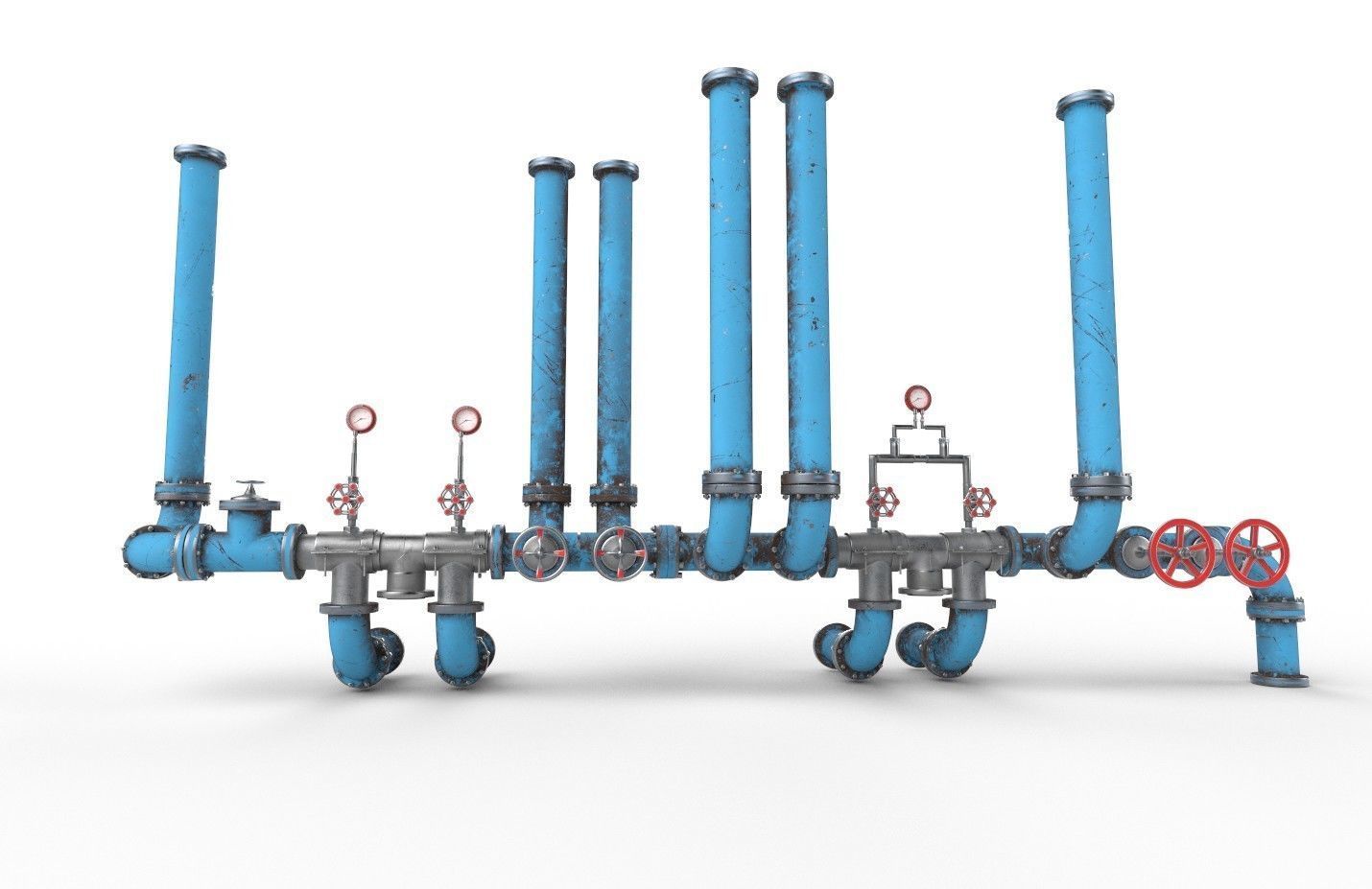 Pipeline2 pipes and valves 3D model_4