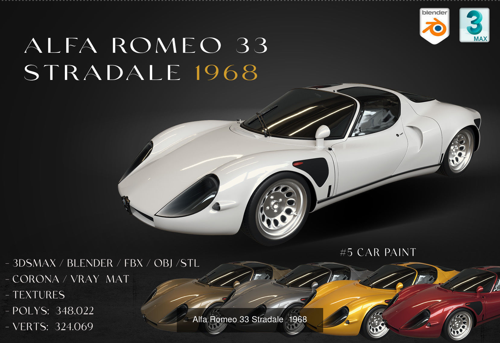 9 models of  Alfa-Romeo cars 3D Model Collection_4