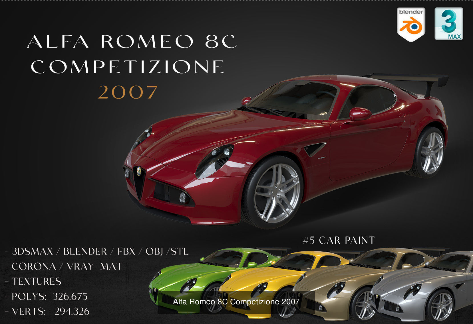 9 models of  Alfa-Romeo cars 3D Model Collection_5