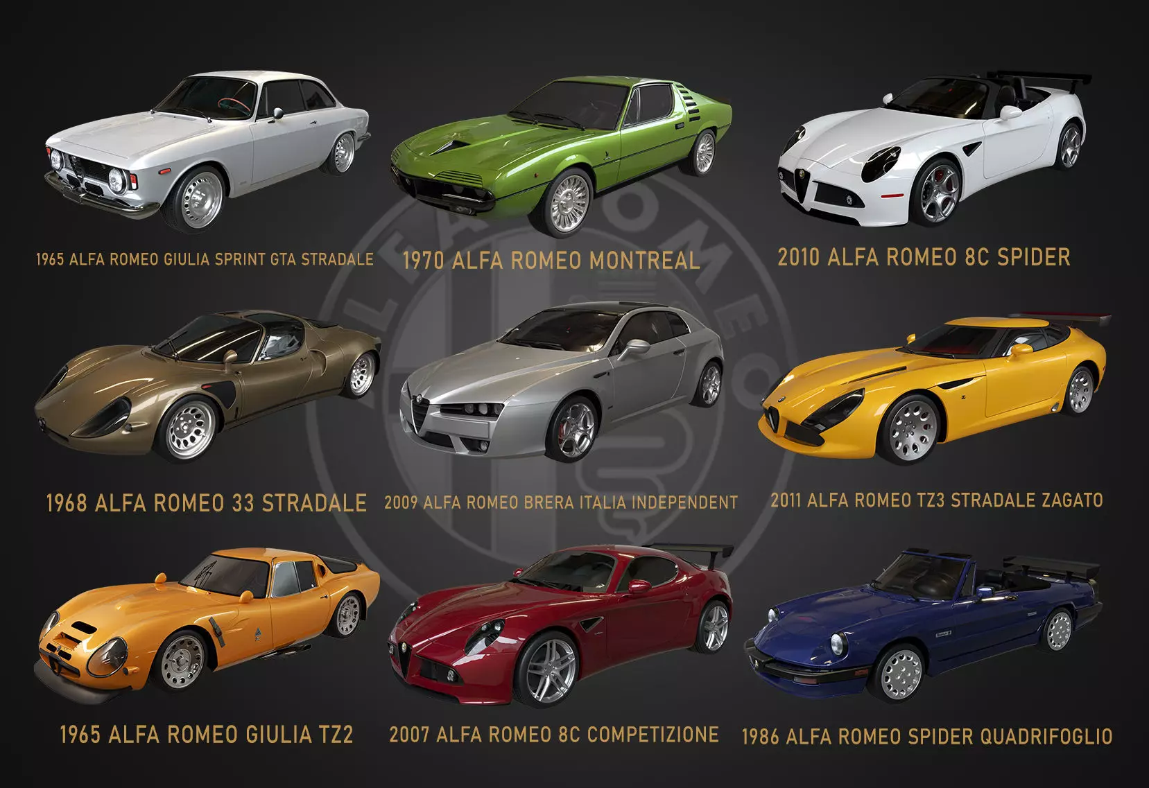 9 models of  Alfa-Romeo cars 3D Model Collection_0