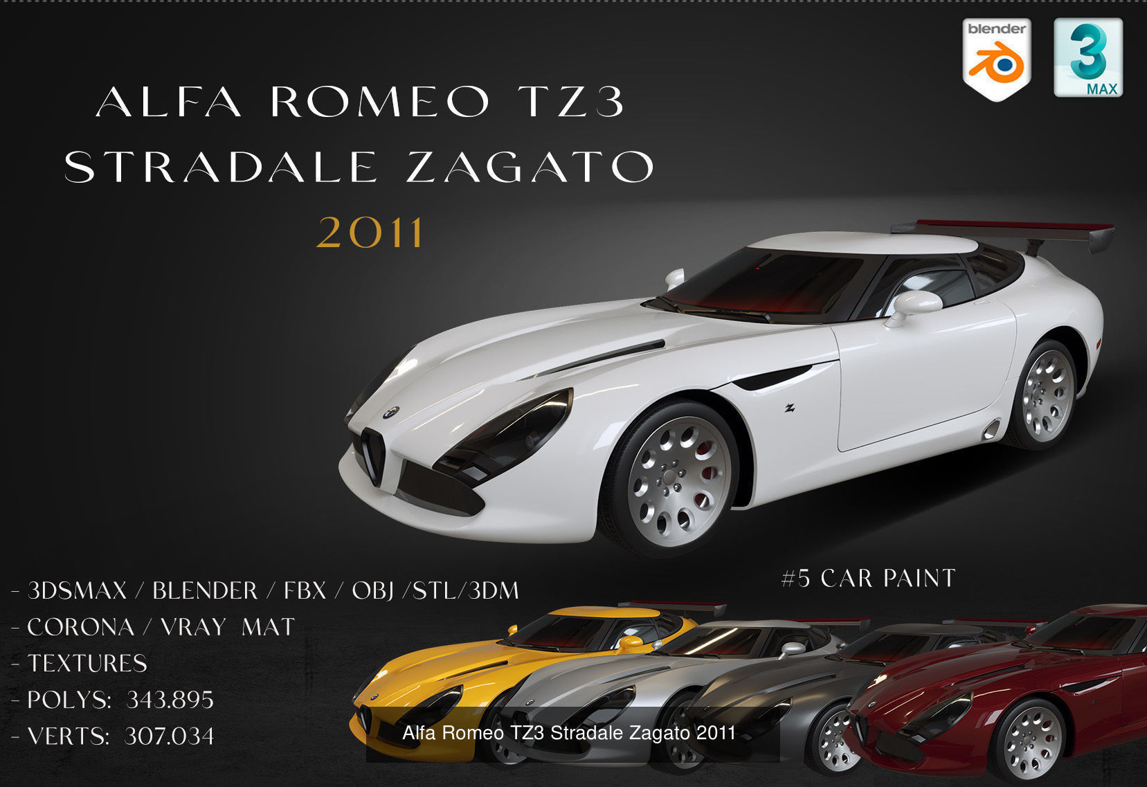 9 models of  Alfa-Romeo cars 3D Model Collection_8