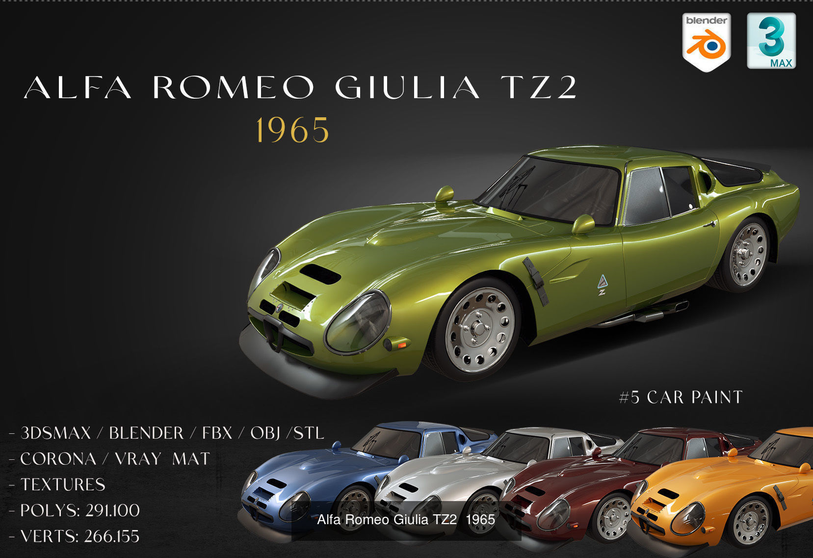 9 models of  Alfa-Romeo cars 3D Model Collection_3