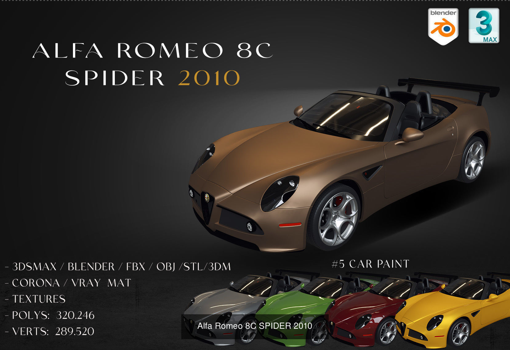 9 models of  Alfa-Romeo cars 3D Model Collection_7