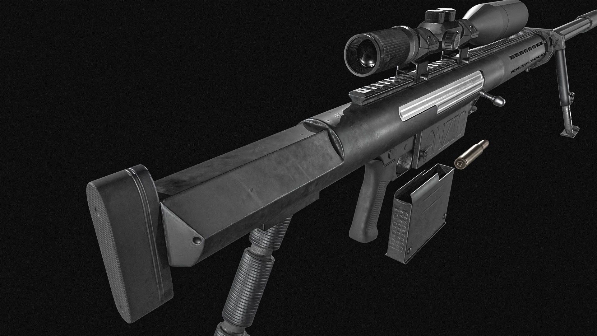 Anzio 20mm Sniper rifle Low-poly 3D model_11