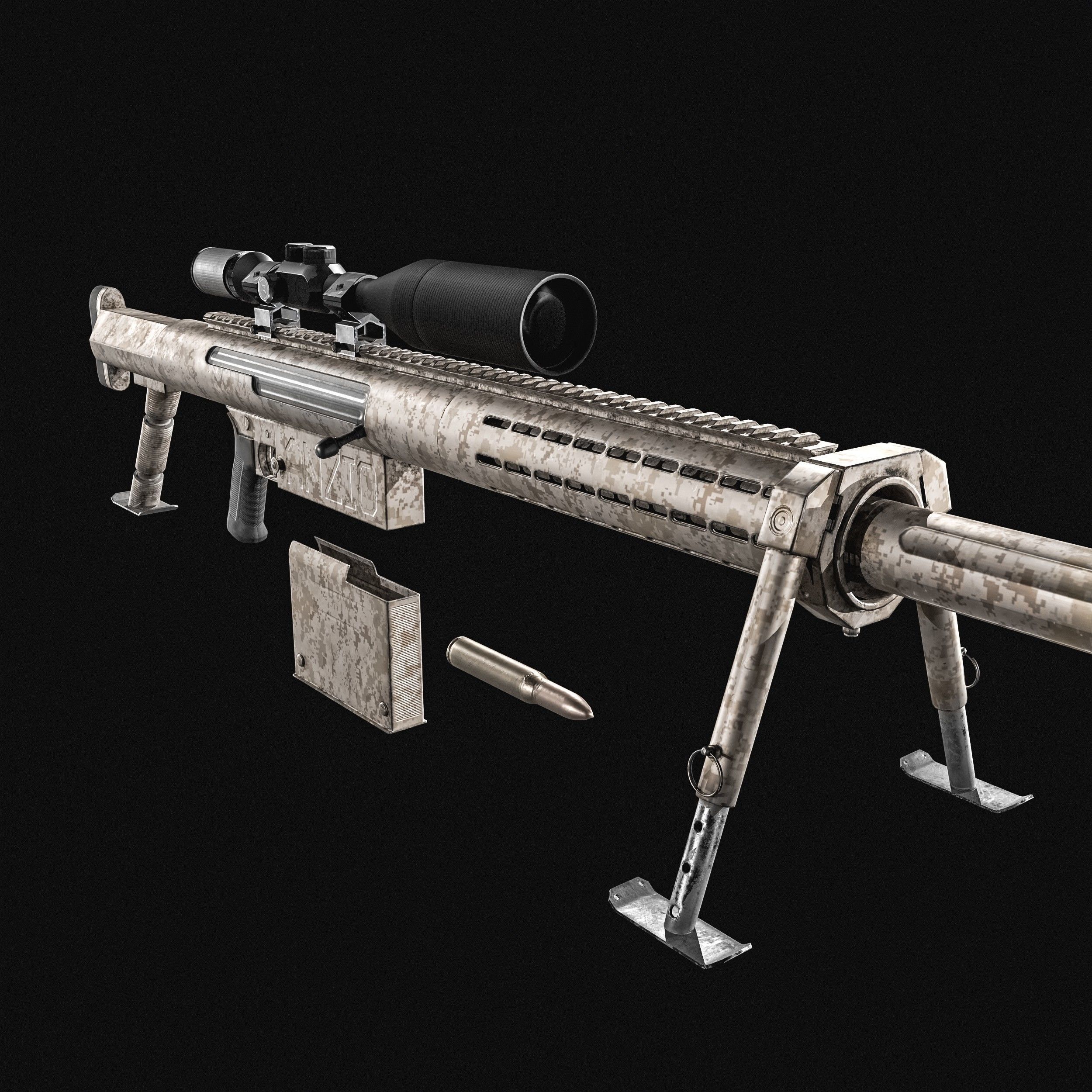 Anzio 20mm Sniper rifle Low-poly 3D model_21