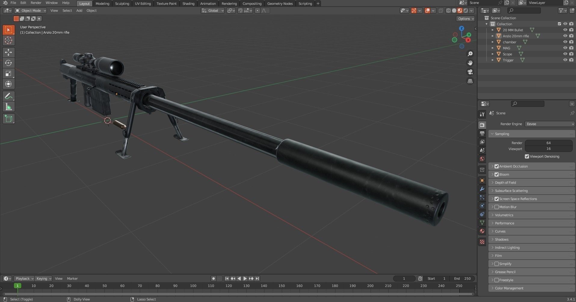 Anzio 20mm Sniper rifle Low-poly 3D model_28