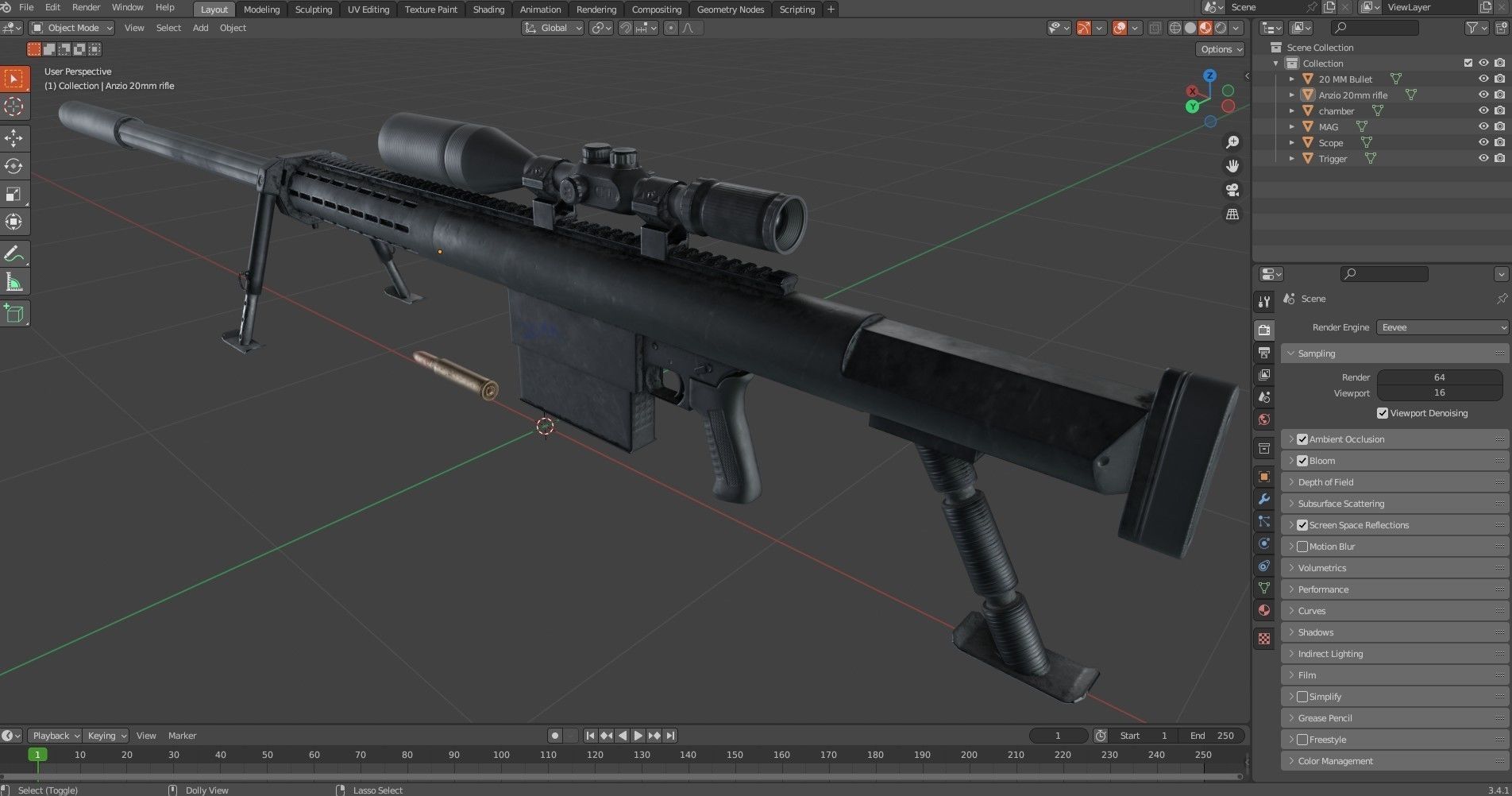 Anzio 20mm Sniper rifle Low-poly 3D model_27