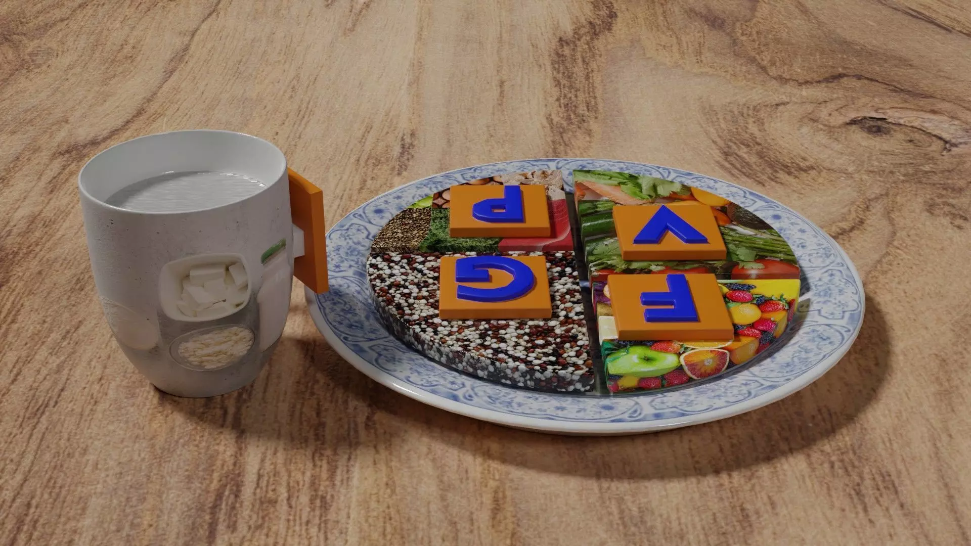 HEALTHY FOOD PLATE PROPORTION 3D print model_0