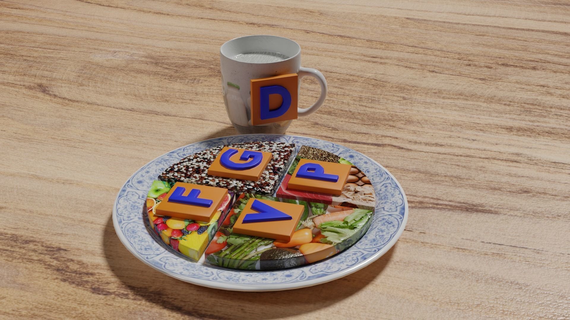 HEALTHY FOOD PLATE PROPORTION 3D print model_21