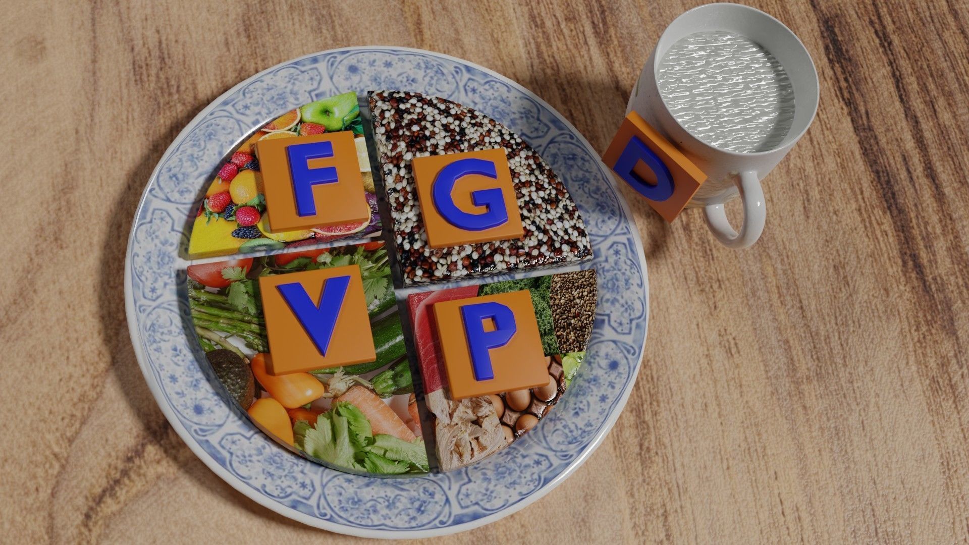 HEALTHY FOOD PLATE PROPORTION 3D print model_5