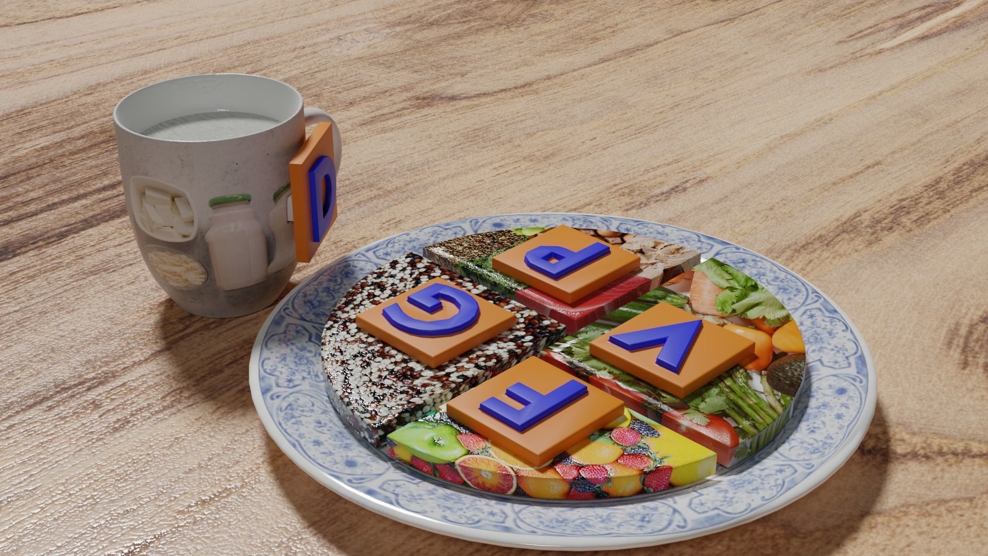 HEALTHY FOOD PLATE PROPORTION 3D print model_22