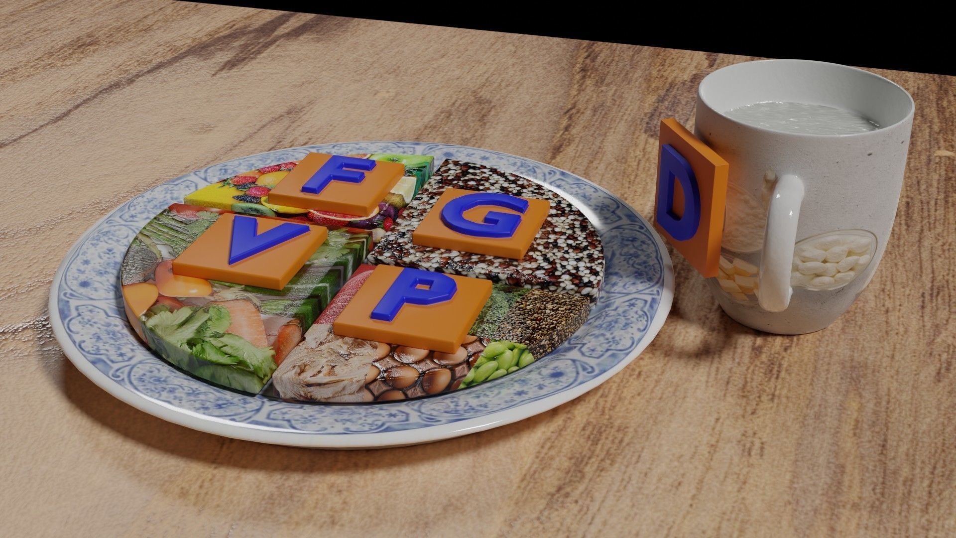 HEALTHY FOOD PLATE PROPORTION 3D print model_3