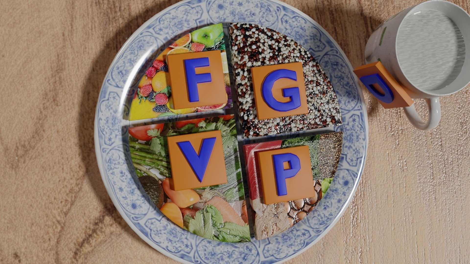 HEALTHY FOOD PLATE PROPORTION 3D print model_7