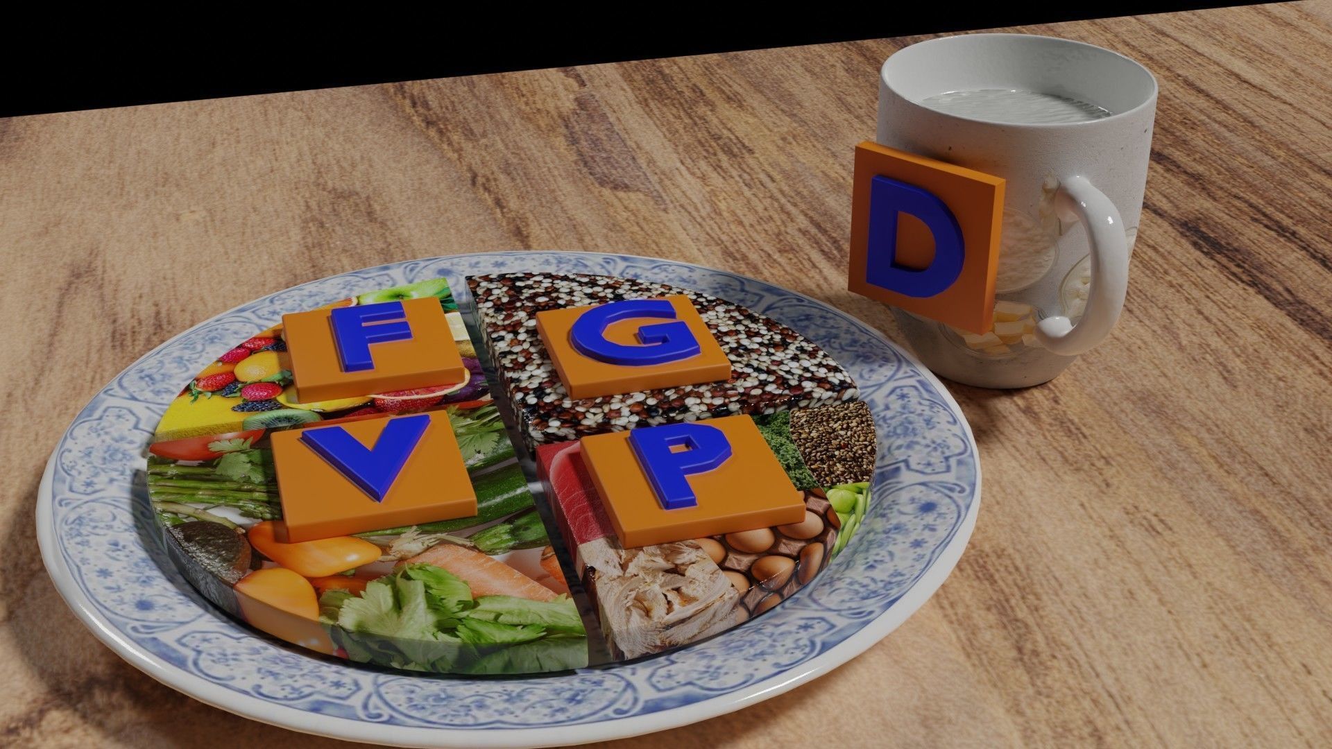 HEALTHY FOOD PLATE PROPORTION 3D print model_4