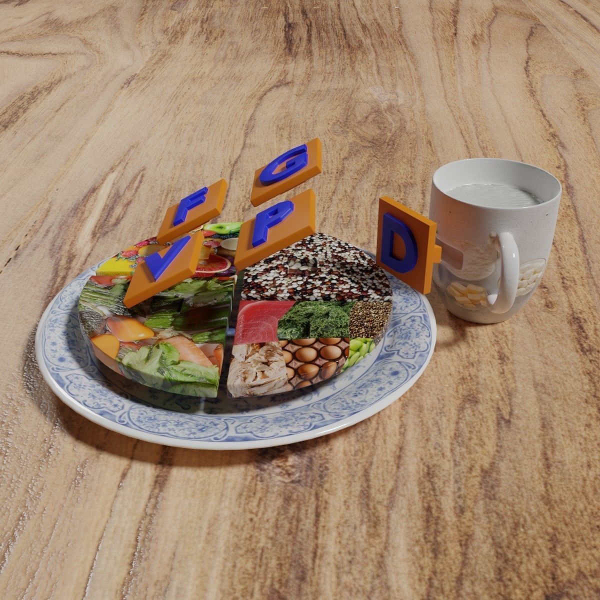 HEALTHY FOOD PLATE PROPORTION 3D print model_39