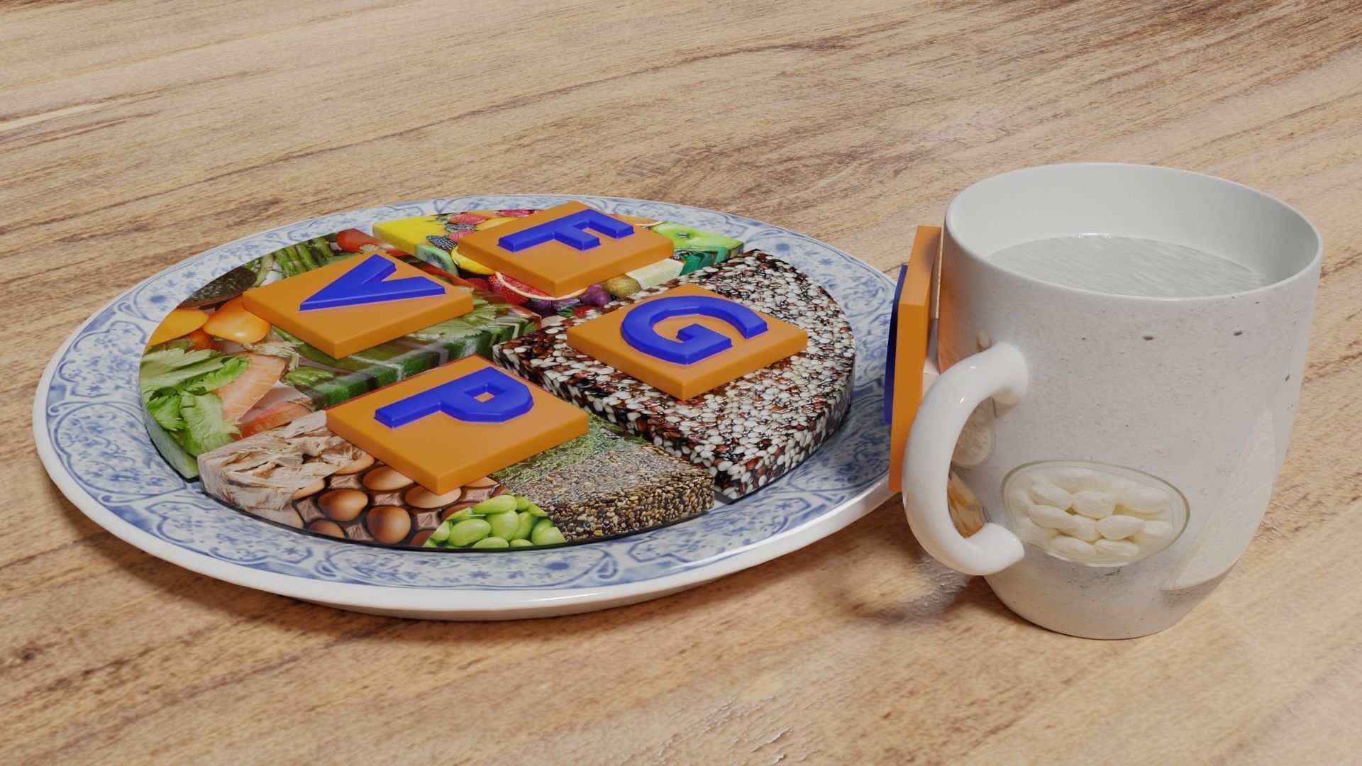 HEALTHY FOOD PLATE PROPORTION 3D print model_40