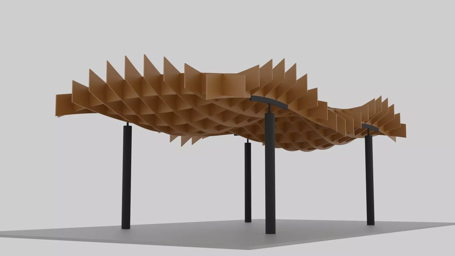 Wavy Waffle Rectangular Pergola 3D model