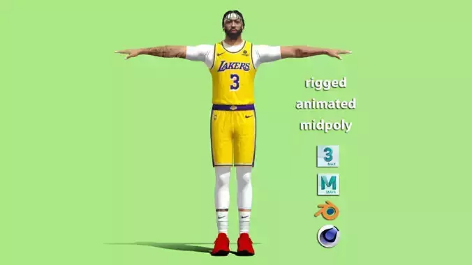 T-Pose Rigged Anthony Davis Los Angeles Lakers NBA 3D model