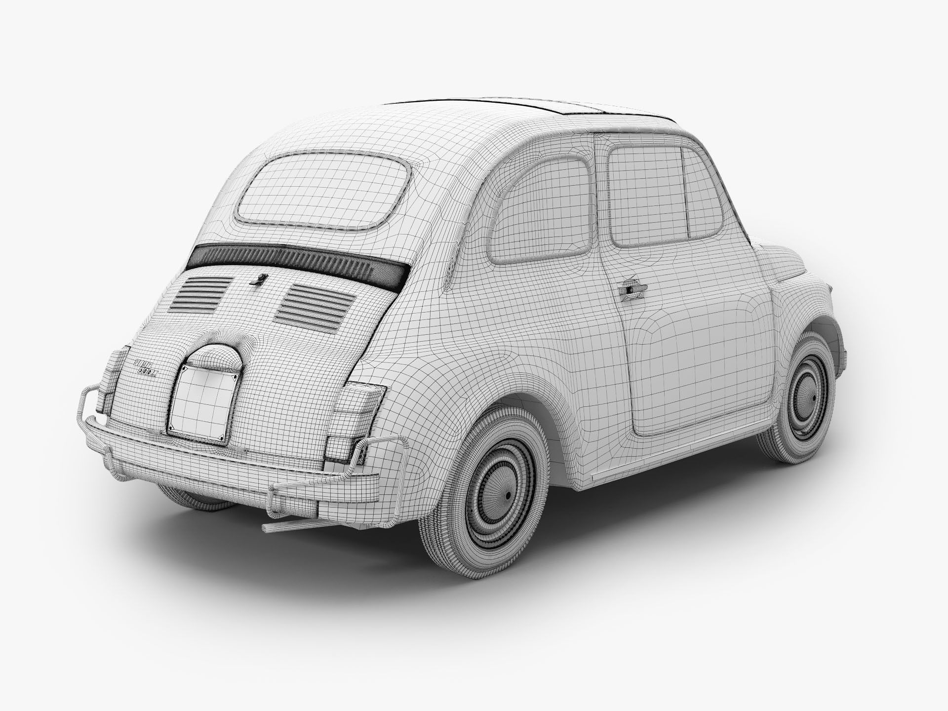 Fiat 500 1965-75 Italian Classic Car 3 Variants 3D model_23