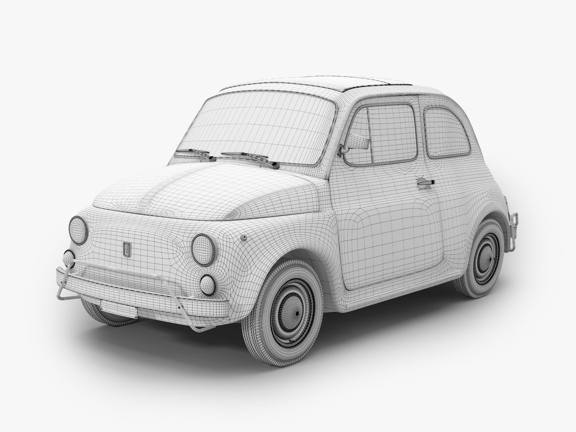 Fiat 500 1965-75 Italian Classic Car 3 Variants 3D model_20