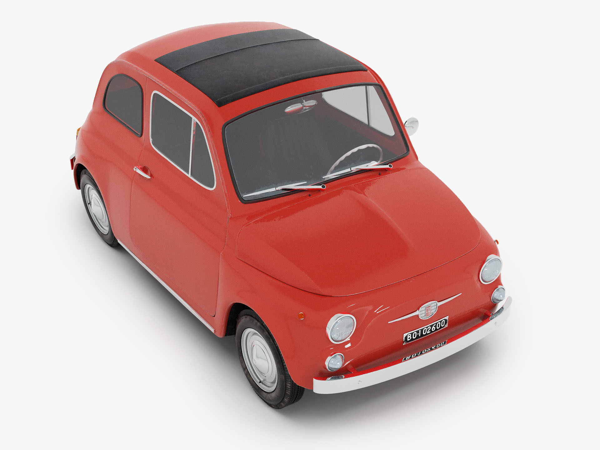 Fiat 500 1965-75 Italian Classic Car 3 Variants 3D model_10