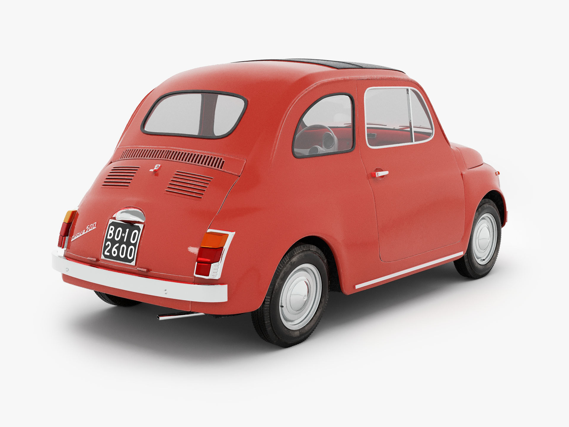 Fiat 500 1965-75 Italian Classic Car 3 Variants 3D model_4