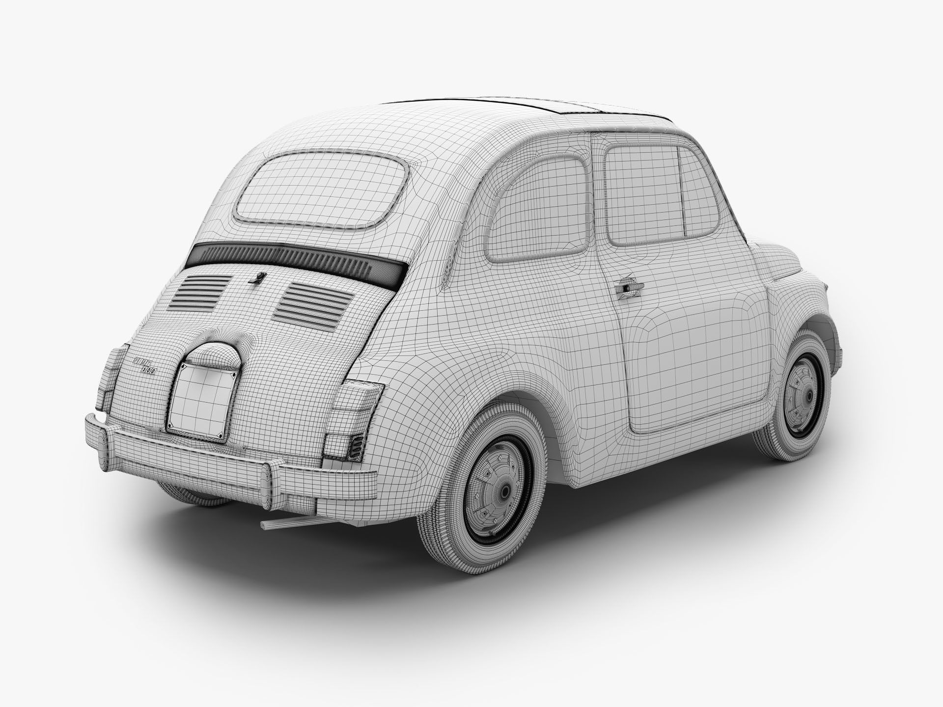 Fiat 500 1965-75 Italian Classic Car 3 Variants 3D model_24