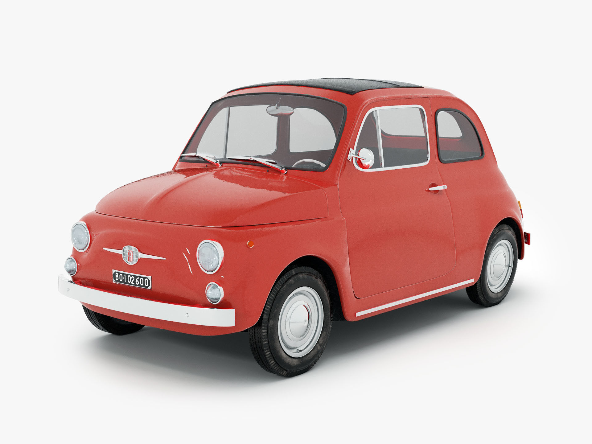 Fiat 500 1965-75 Italian Classic Car 3 Variants 3D model_1