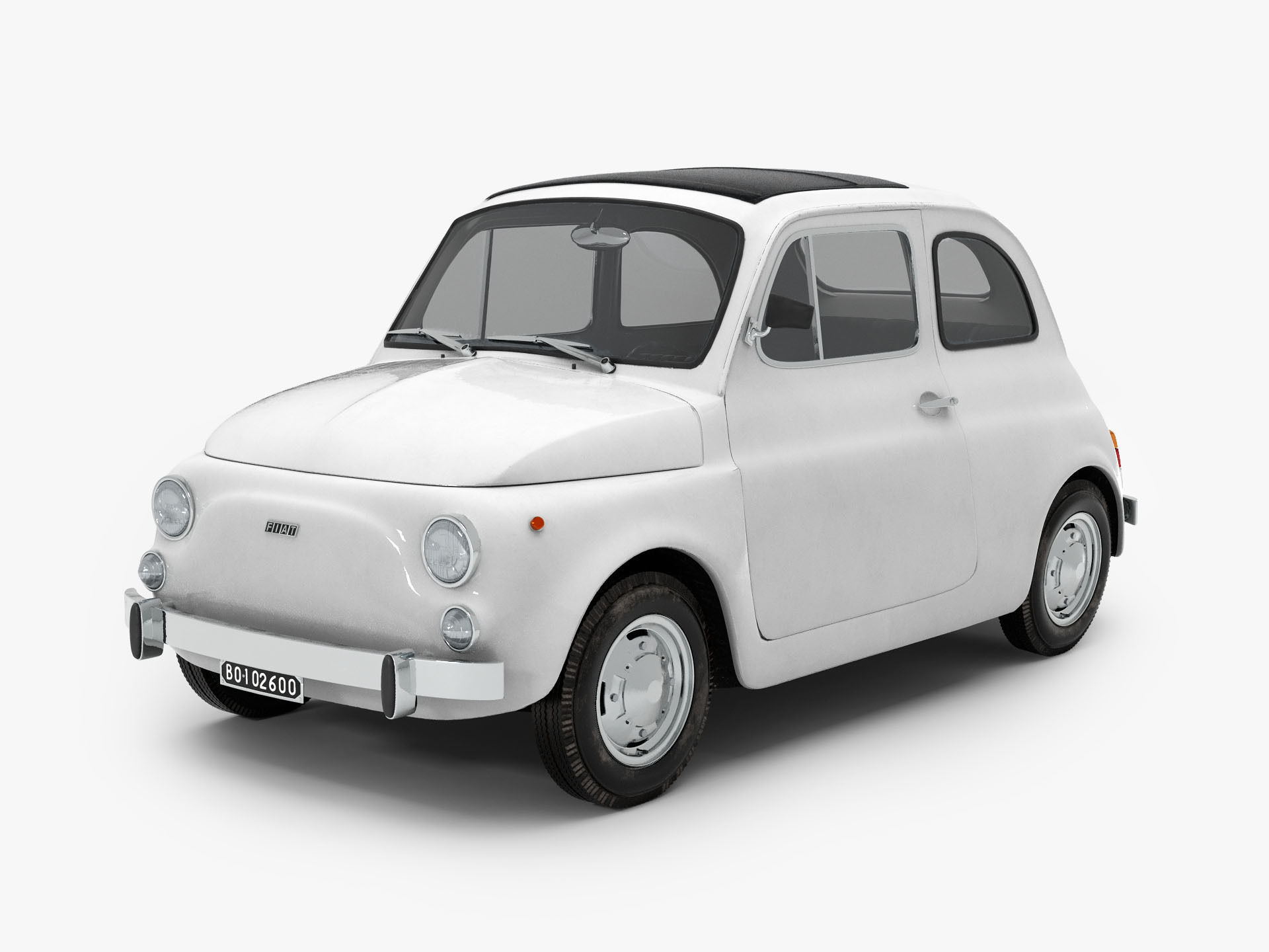 Fiat 500 1965-75 Italian Classic Car 3 Variants 3D model_3