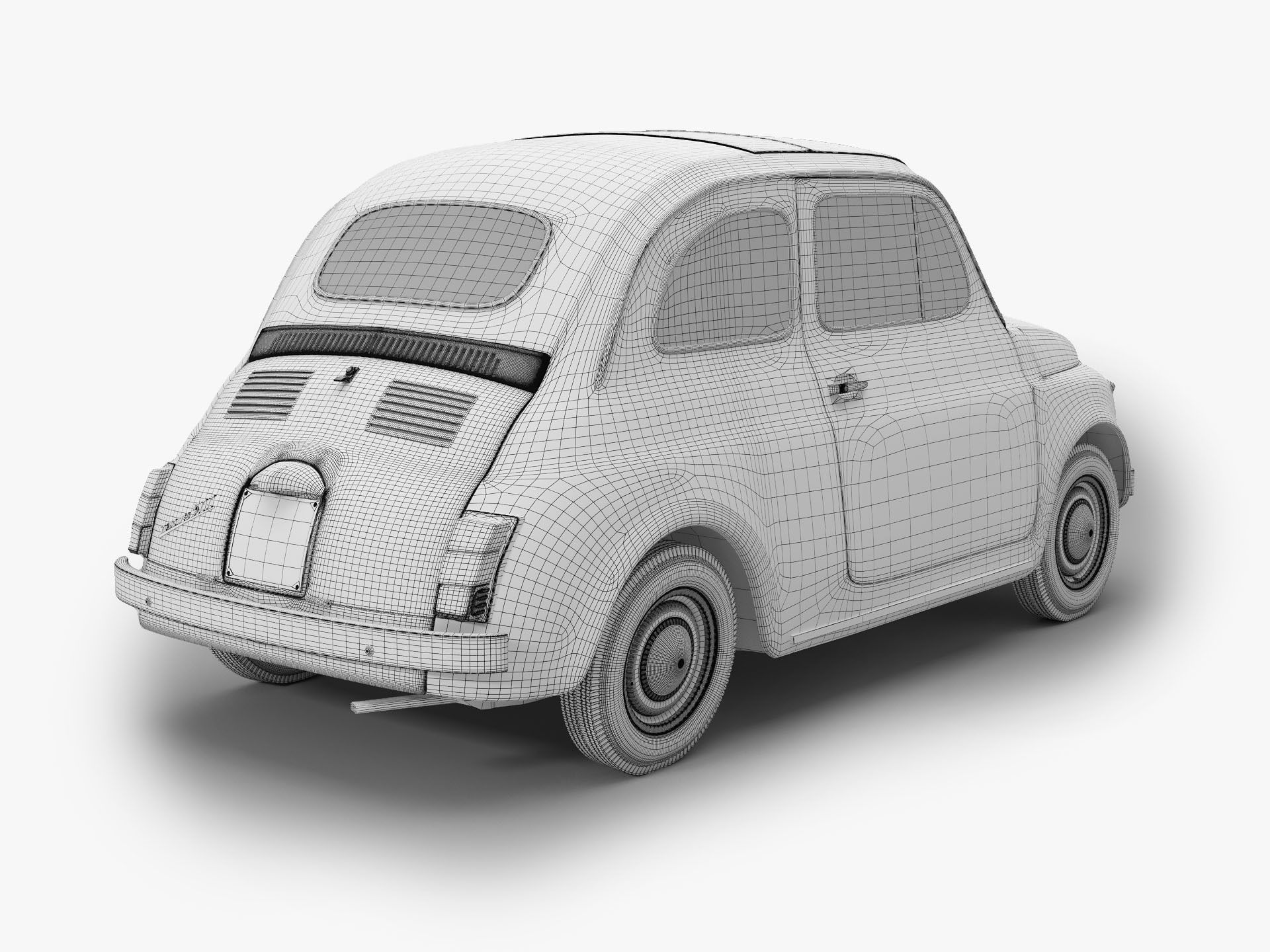 Fiat 500 1965-75 Italian Classic Car 3 Variants 3D model_22