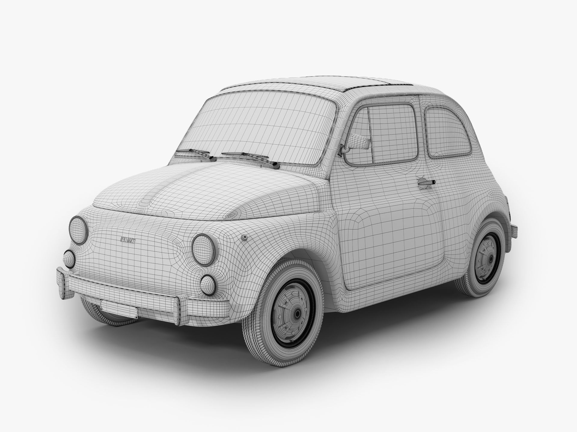 Fiat 500 1965-75 Italian Classic Car 3 Variants 3D model_21