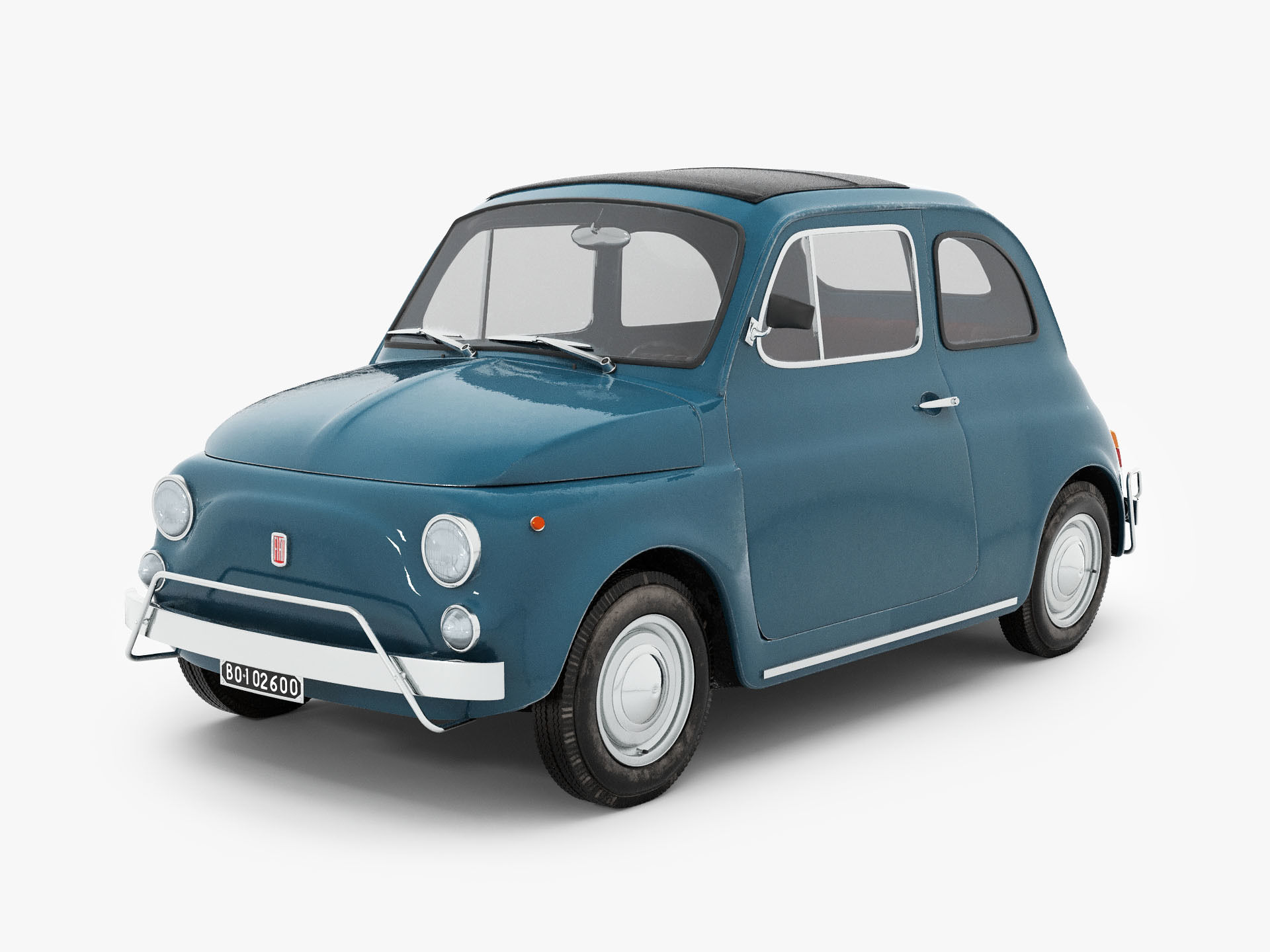 Fiat 500 1965-75 Italian Classic Car 3 Variants 3D model_2