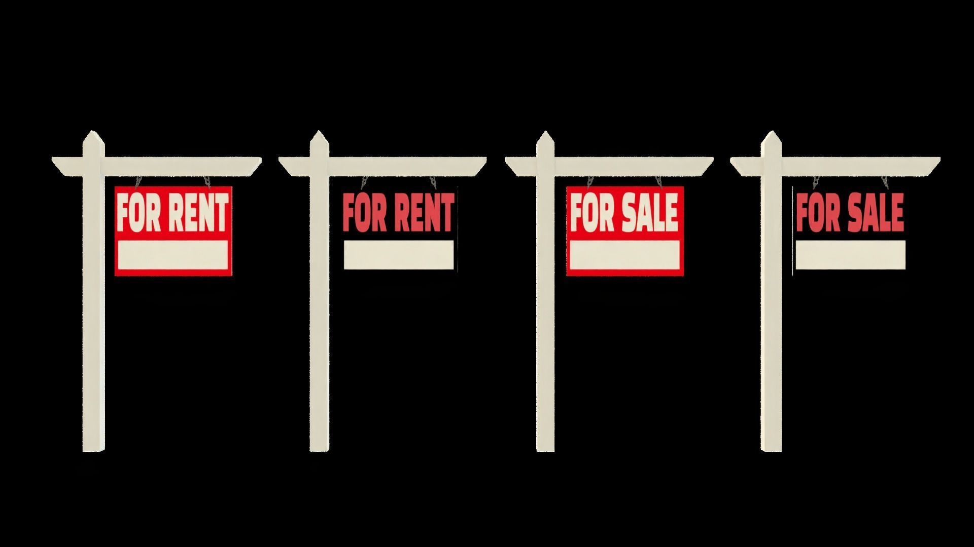 For Sale For Rent Signs Bundle 3D model_1
