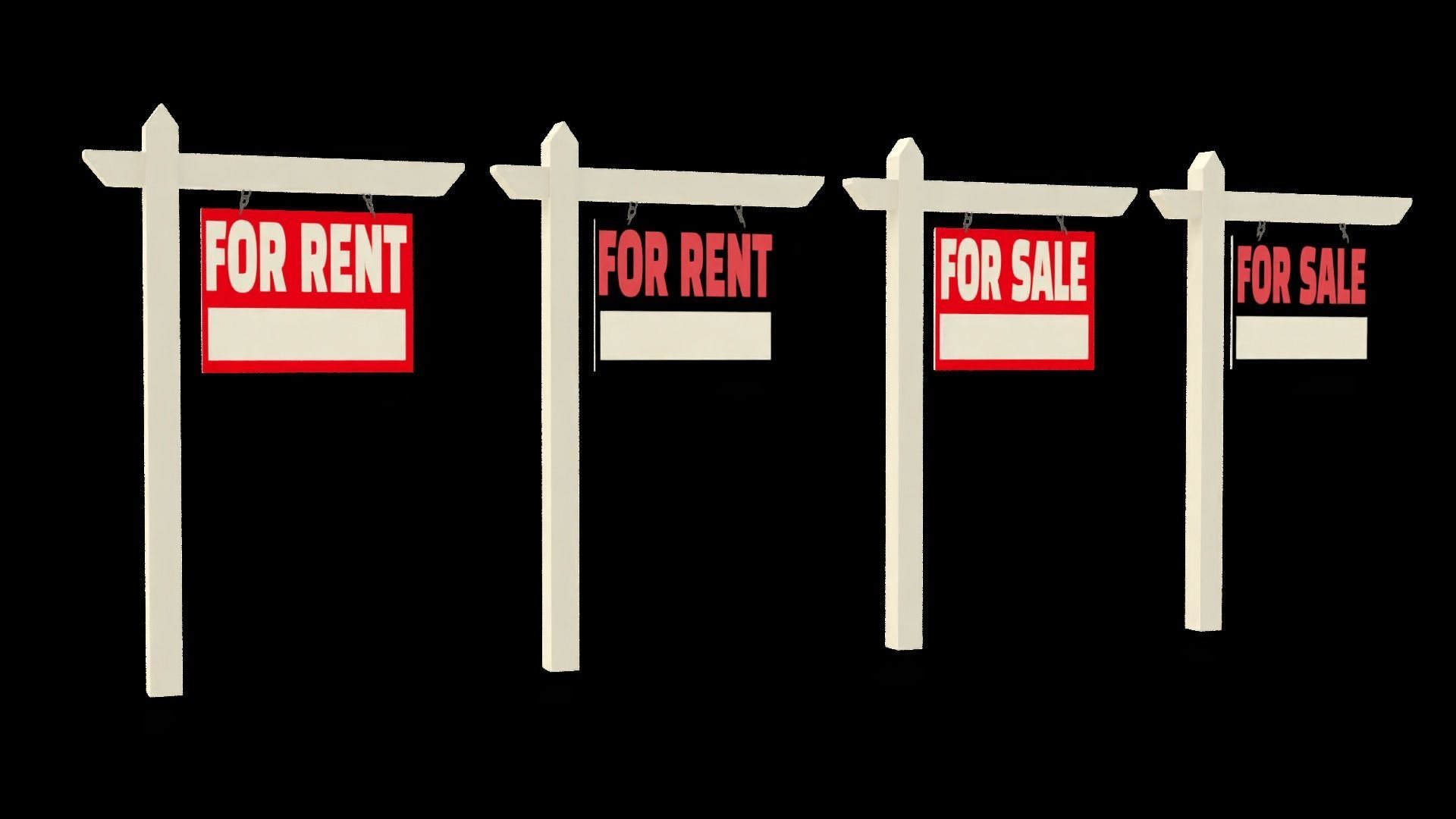 For Sale For Rent Signs Bundle 3D model_2