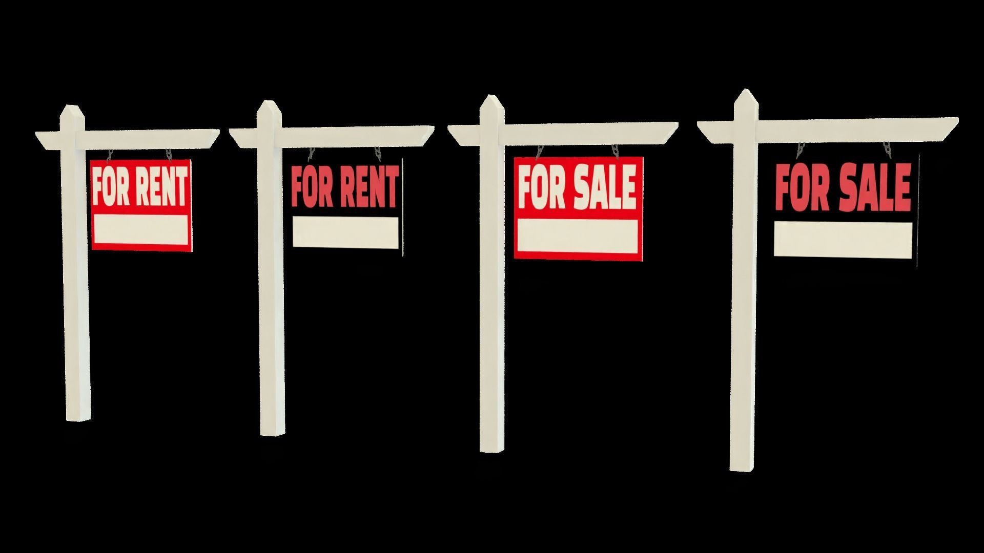 For Sale For Rent Signs Bundle 3D model_12