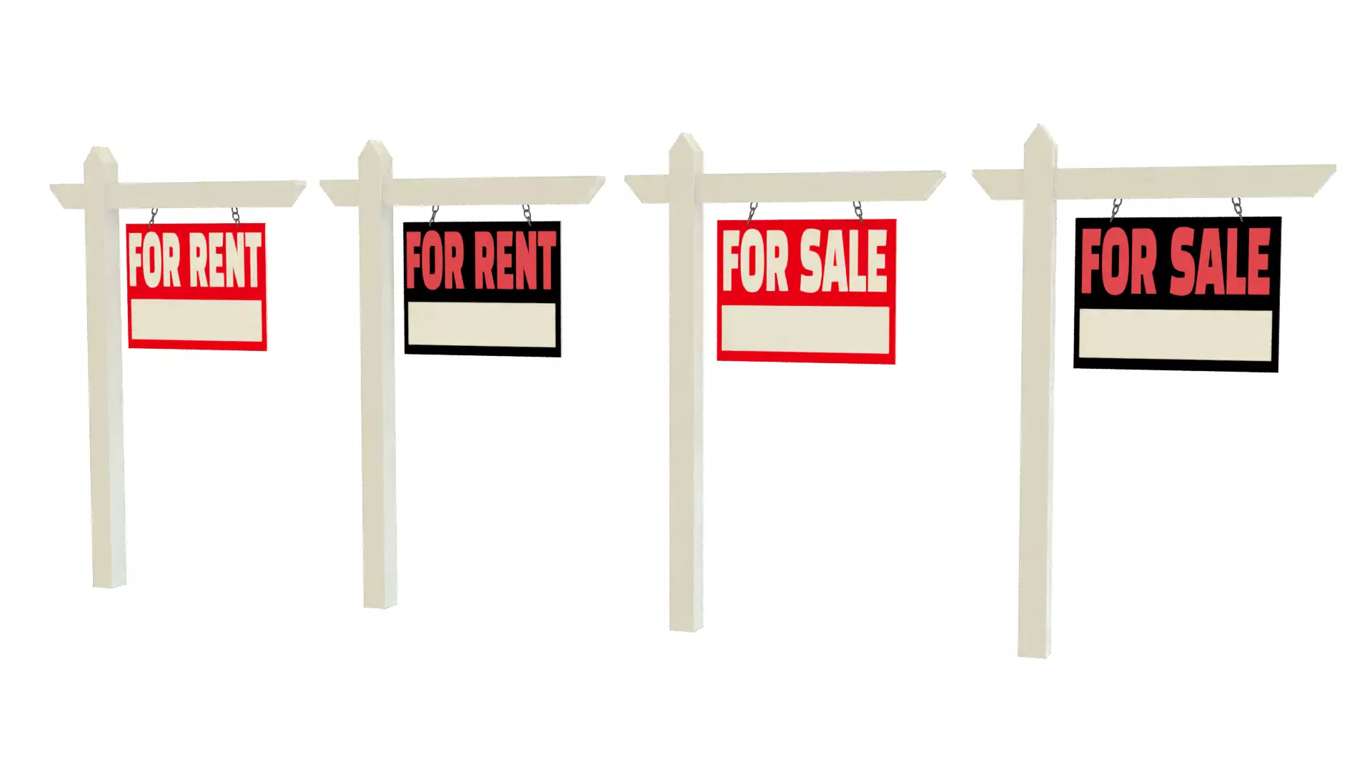 For Sale For Rent Signs Bundle 3D model_0