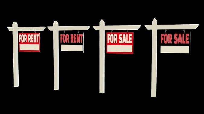 For Sale For Rent Signs Bundle 3D model