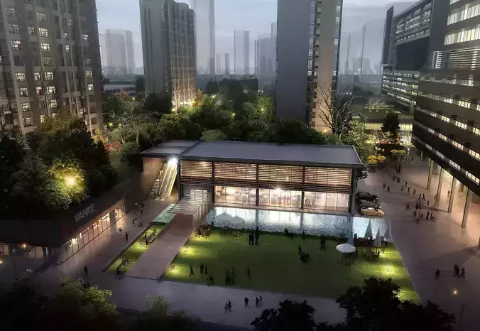 3Dmax fashion city commercial square building 210