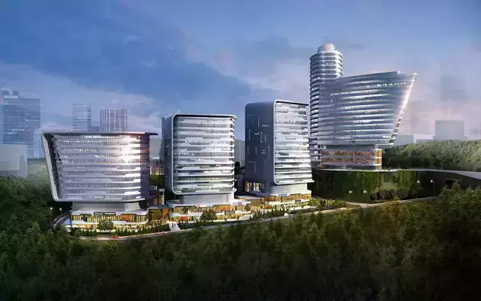 3Dmax fashion city commercial square building 211